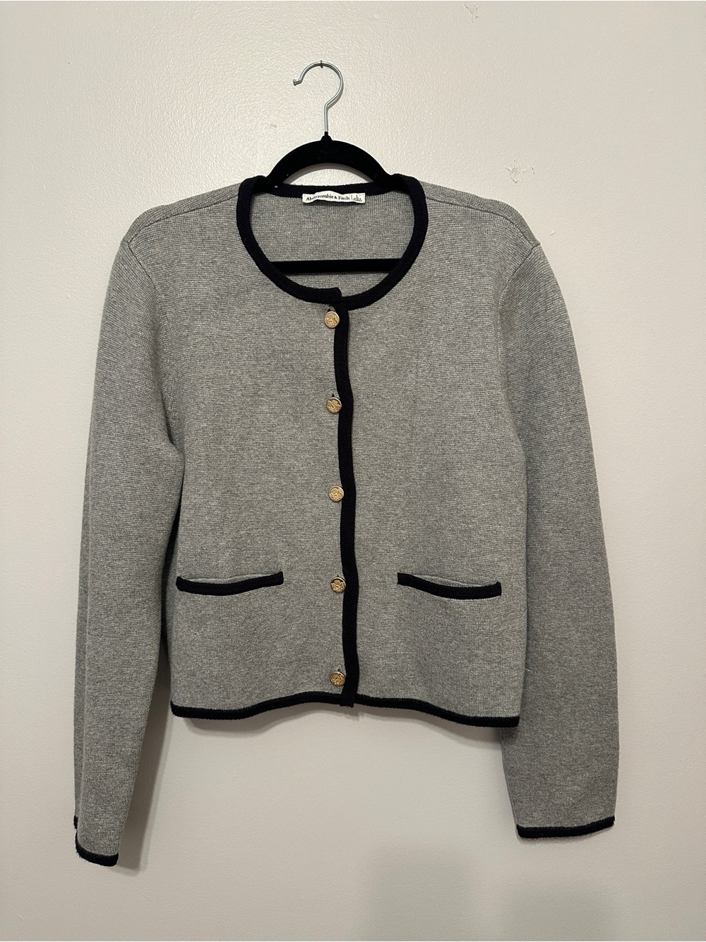 Abercrombie & Fitch Grey Cardigan with Black Trim